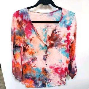 Maurices Cute Ice dyed 3/4 sleeve shirt Sz L